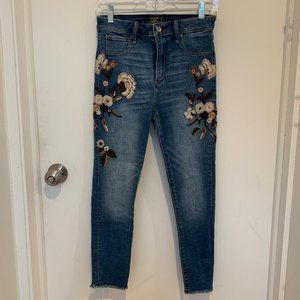 High Rise Skinny Jeans, Ankle-Length, Embroidered